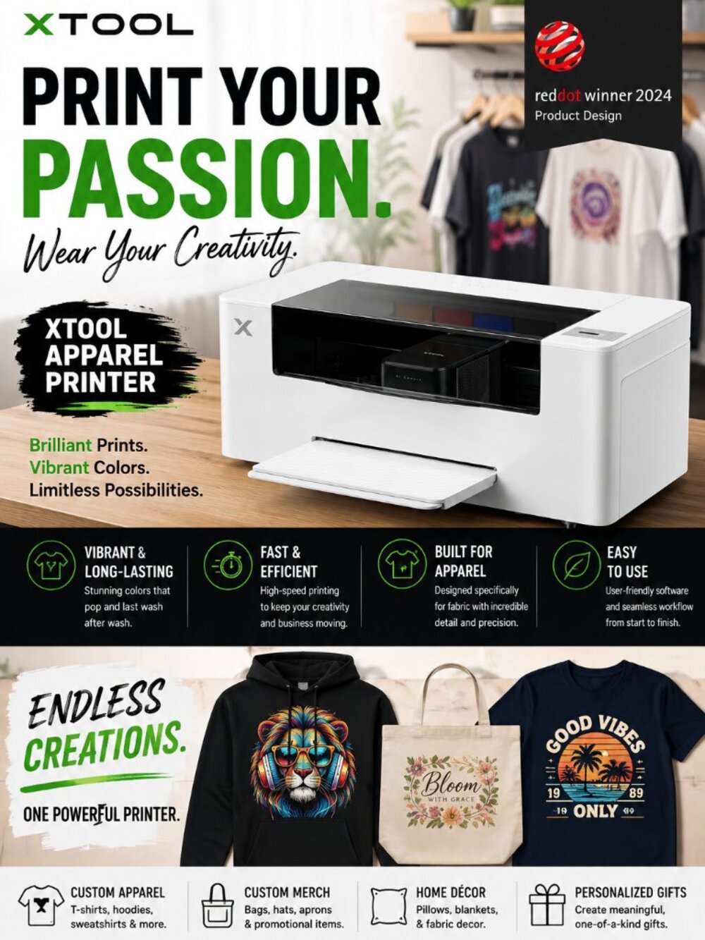Bring Your Designs to Life with the xTool Apparel Printer!